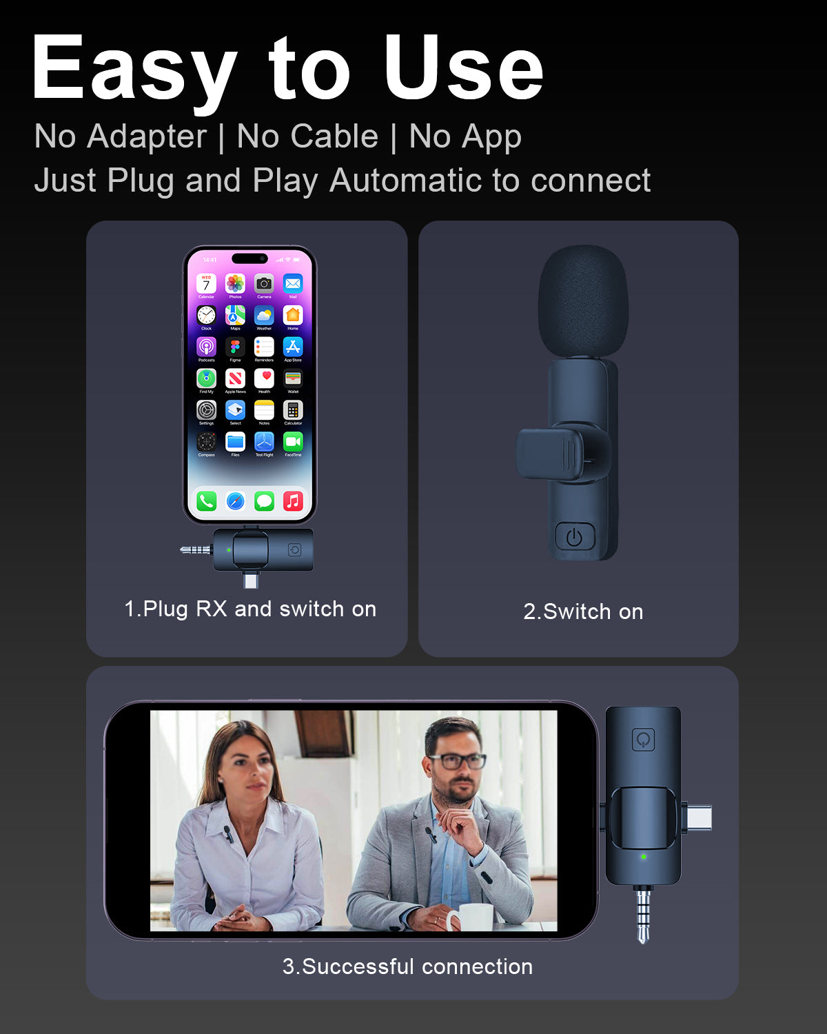 SmaFun 3-in-1 Wireless Lavalier Microphone – Mini Microphone with Intelligent Noise Canceling for iPhone, iPad, Android, Lapel Mic with 6 Hours Recording for Vlogging, YouTube, Interview