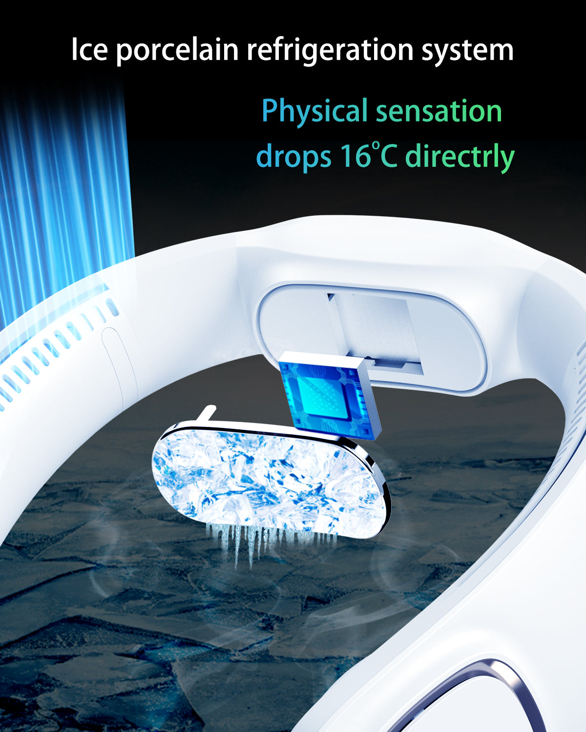 Stay Cool Anywhere with SmaFun Portable Rechargeable Air Conditioner Neck Fan-3 Seconds Superconduct Fast Cooling, Bladeless and Quiet, Adjustable 3 Speeds, Fashionable Design for Outdoor/Home/Office Use