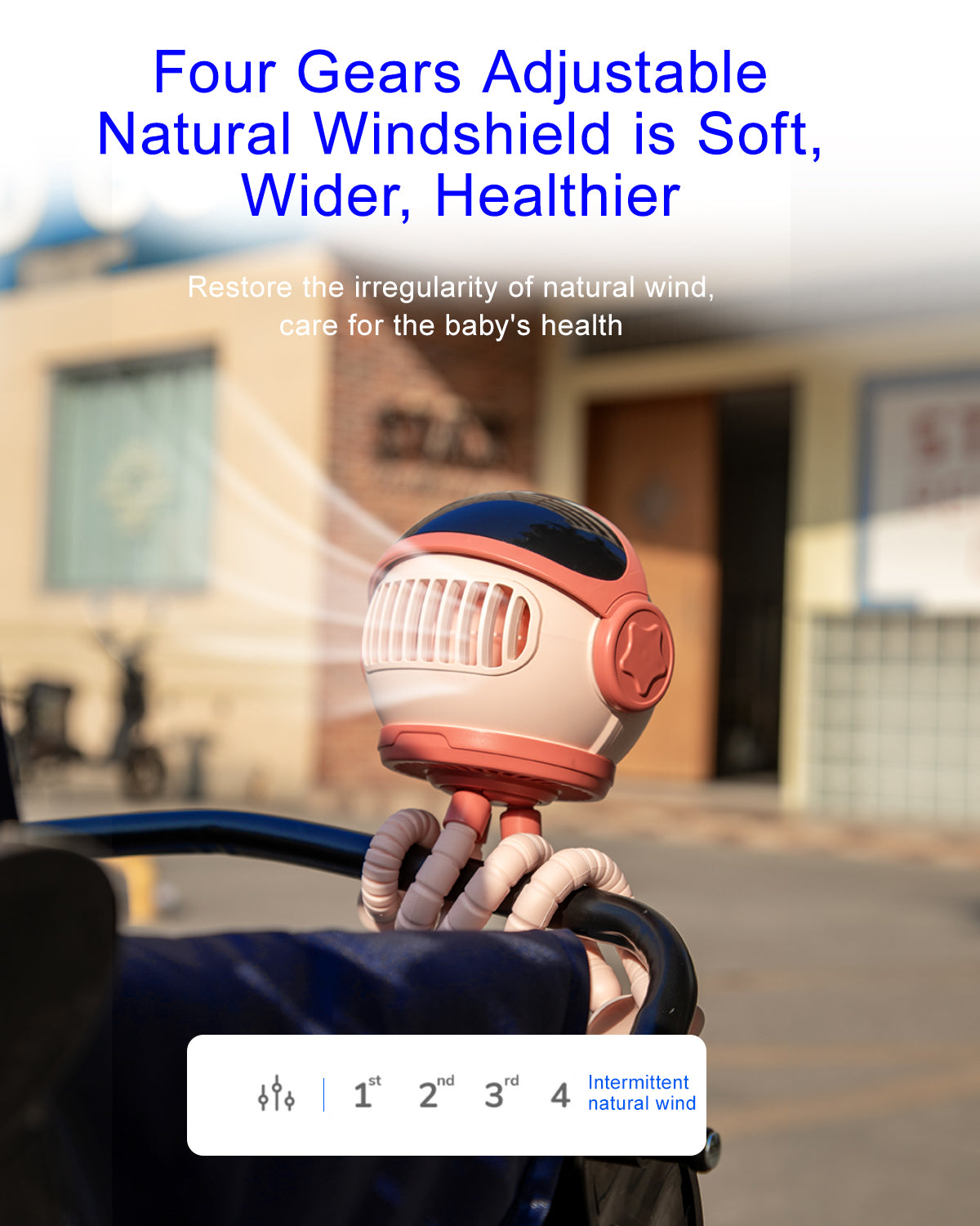SmaFun Battery Operated Stroller Fan, Flexible Clip on Fan with 3 Adjustable Speeds and Rotatable, Big Battery with Flip Switch for Baby Stroller Fan