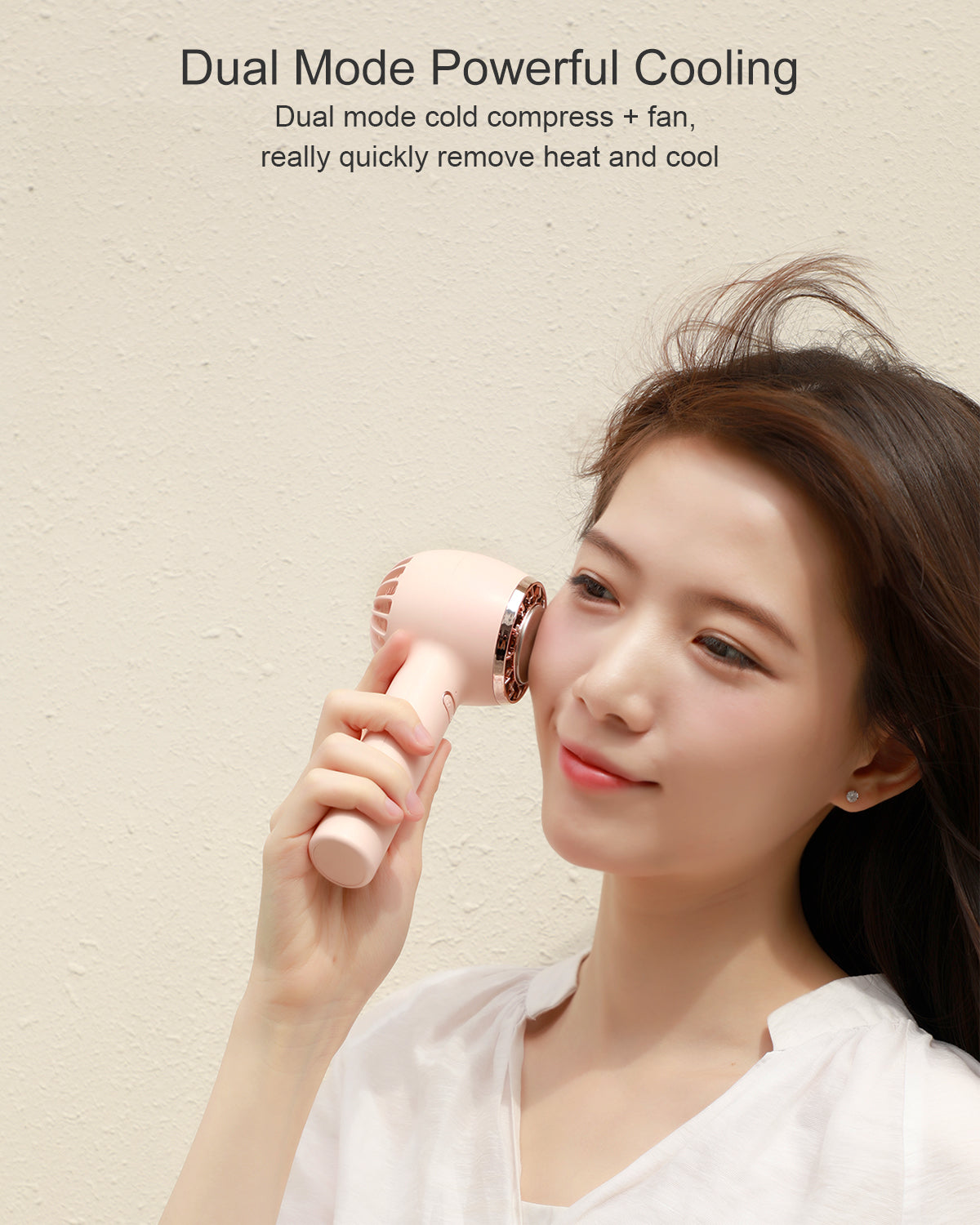 SmaFun Portable Rechargeable Handheld Fan, Personal Fan with One-Button Ice Pack and 3 Wind Speeds, Quiet Mode and Big Battery Long Stand by Time Suitable for Outdoor, Indoor, Commute, Office, Travel