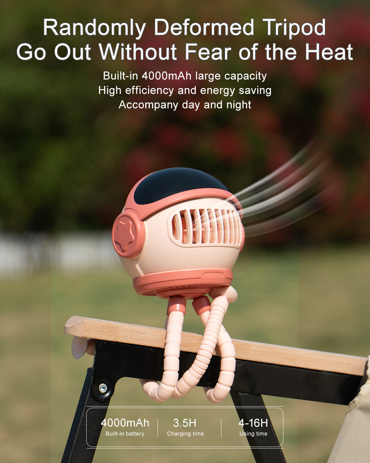 SmaFun Battery Operated Stroller Fan, Flexible Clip on Fan with 3 Adjustable Speeds and Rotatable, Big Battery with Flip Switch for Baby Stroller Fan