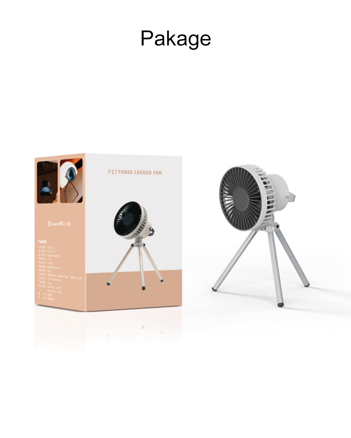 SmaFun Portable Rechargeable Desk Fan, Strong Wind and Quiet Table Fan with Adjustable 3 Speeds and 3 Light, Removeable Tripods Box Fan Suitable for Indoor and Outdoor